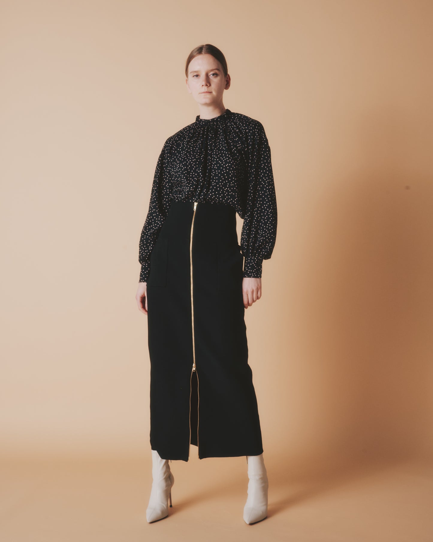 【予約商品】AMUNZEN DOT NECK/GATHER SHIRTS