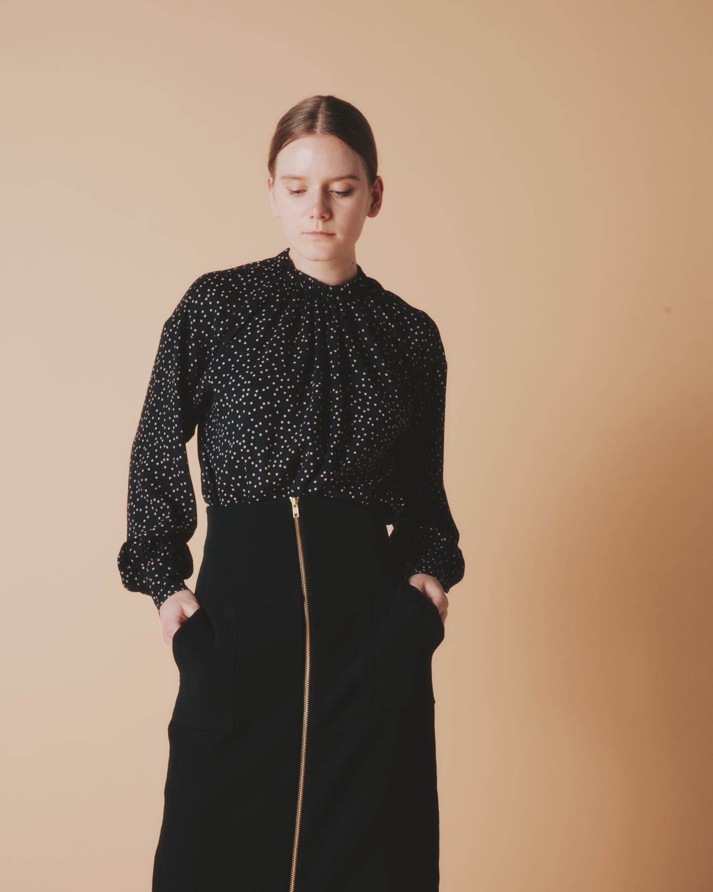 【予約商品】AMUNZEN DOT NECK/GATHER SHIRTS
