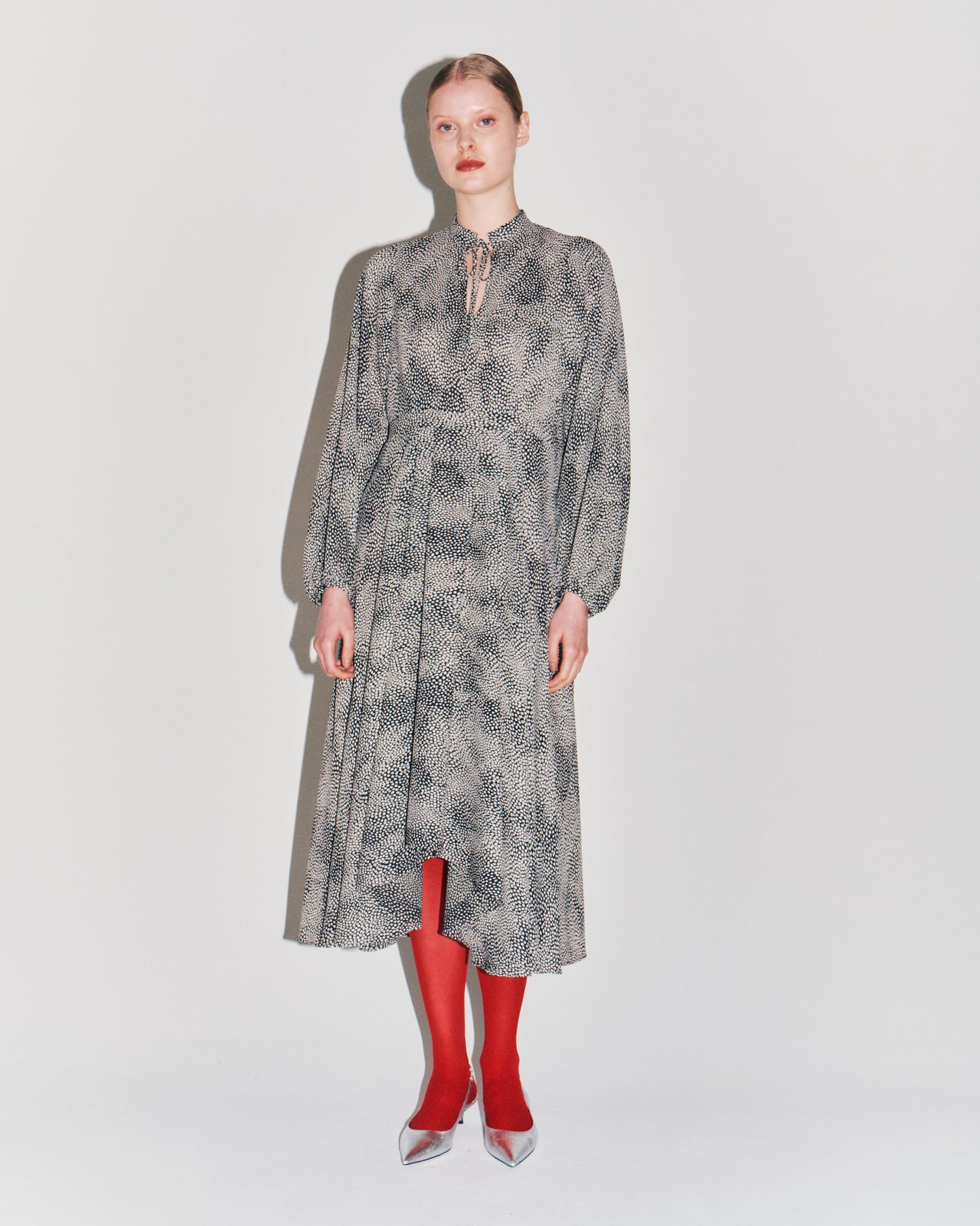 WILLOW PRT RIBBON DRAPE DRESS