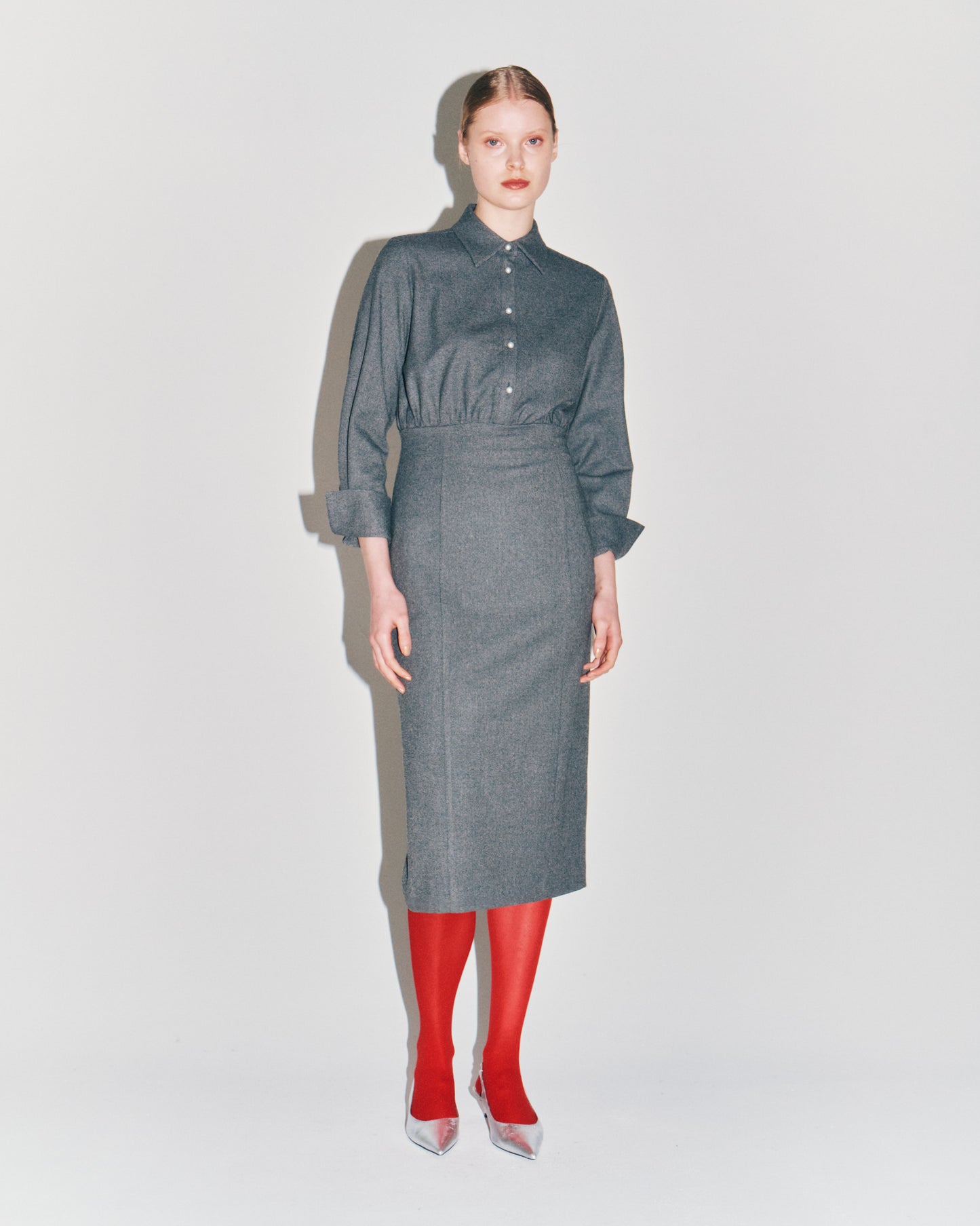 TWILL PEARL/B SHIRTS DRESS