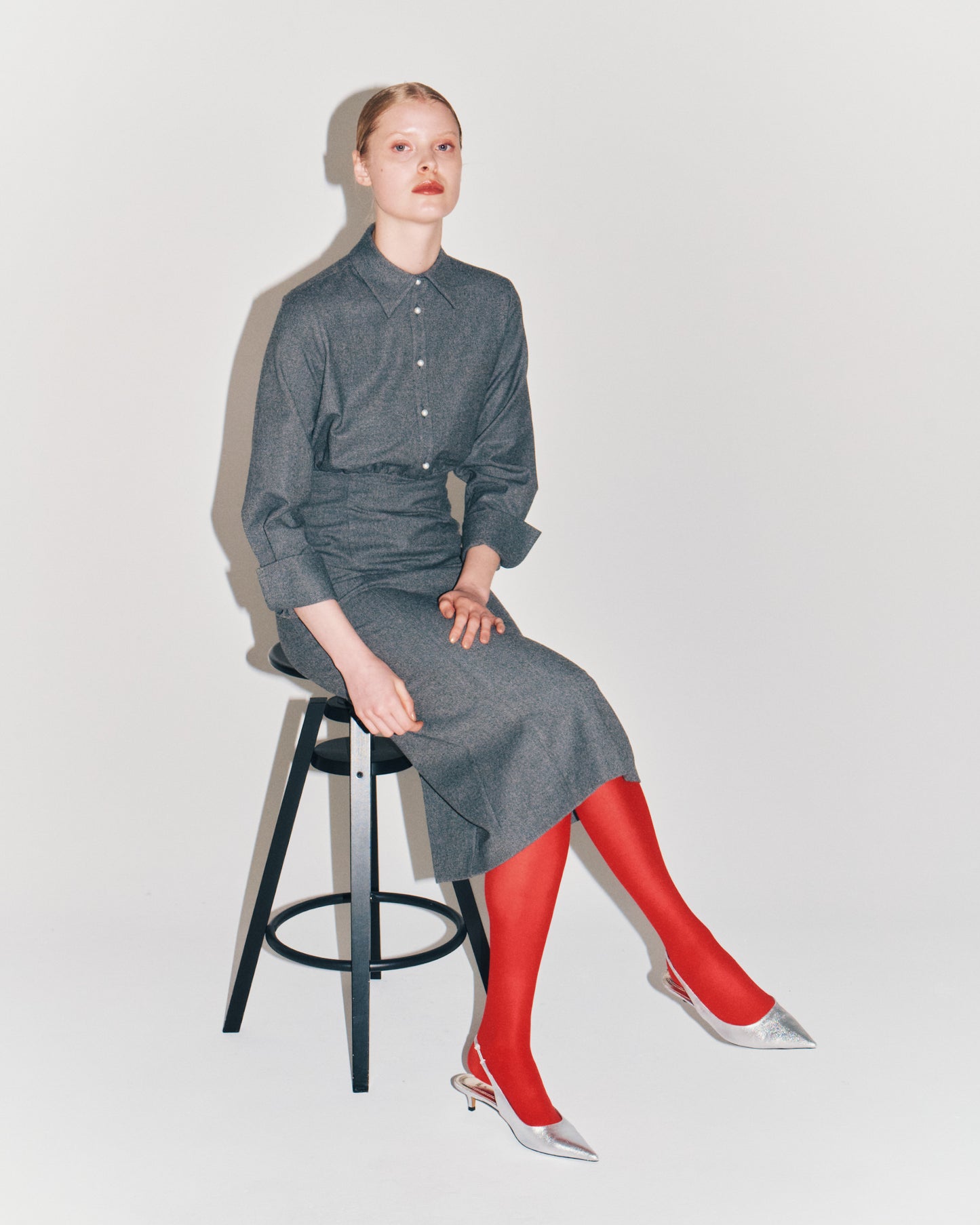TWILL PEARL/B SHIRTS DRESS