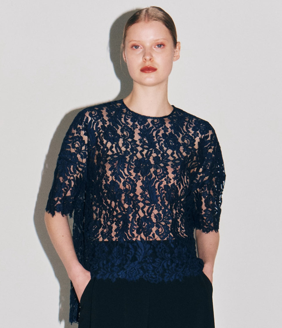 LEAVER LACE WITH GROSGRAIN TOPS