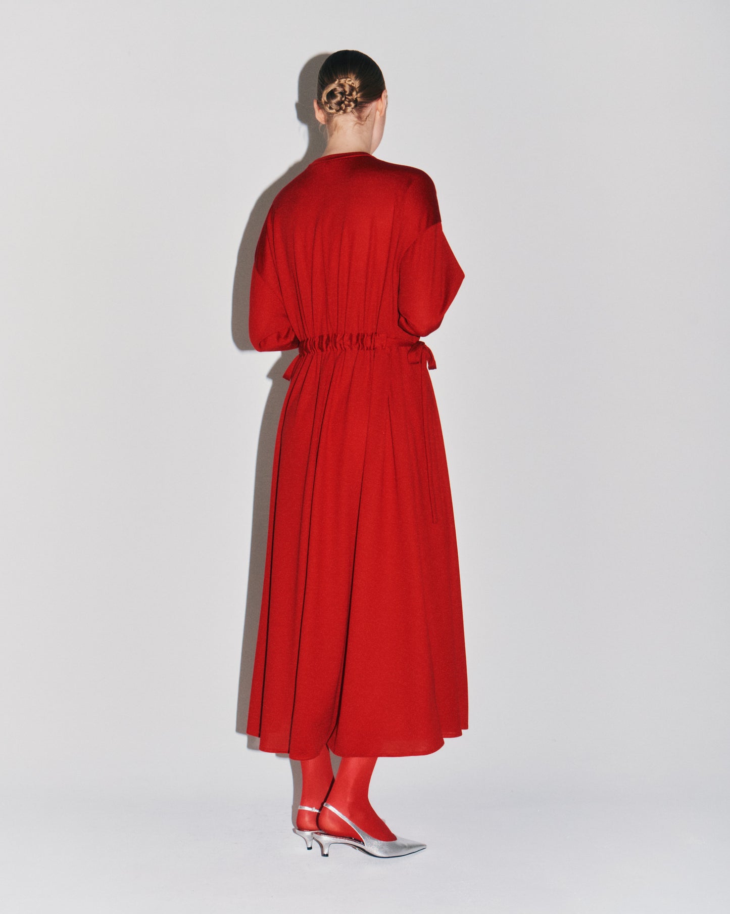 WOOL JRSY DRAW-CORD GATHER DRESS