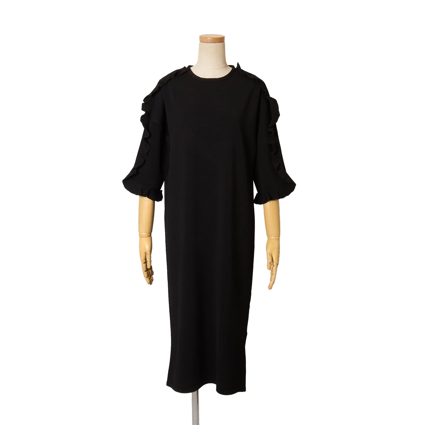 VIS SHOULDER FRILL H/S DRESS