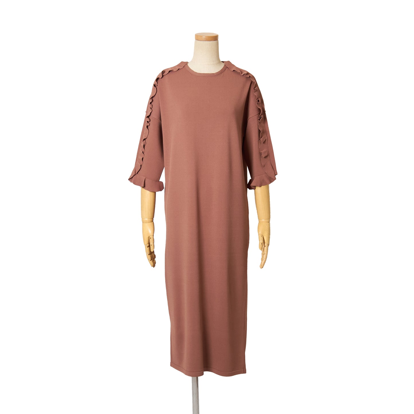 VIS SHOULDER FRILL H/S DRESS