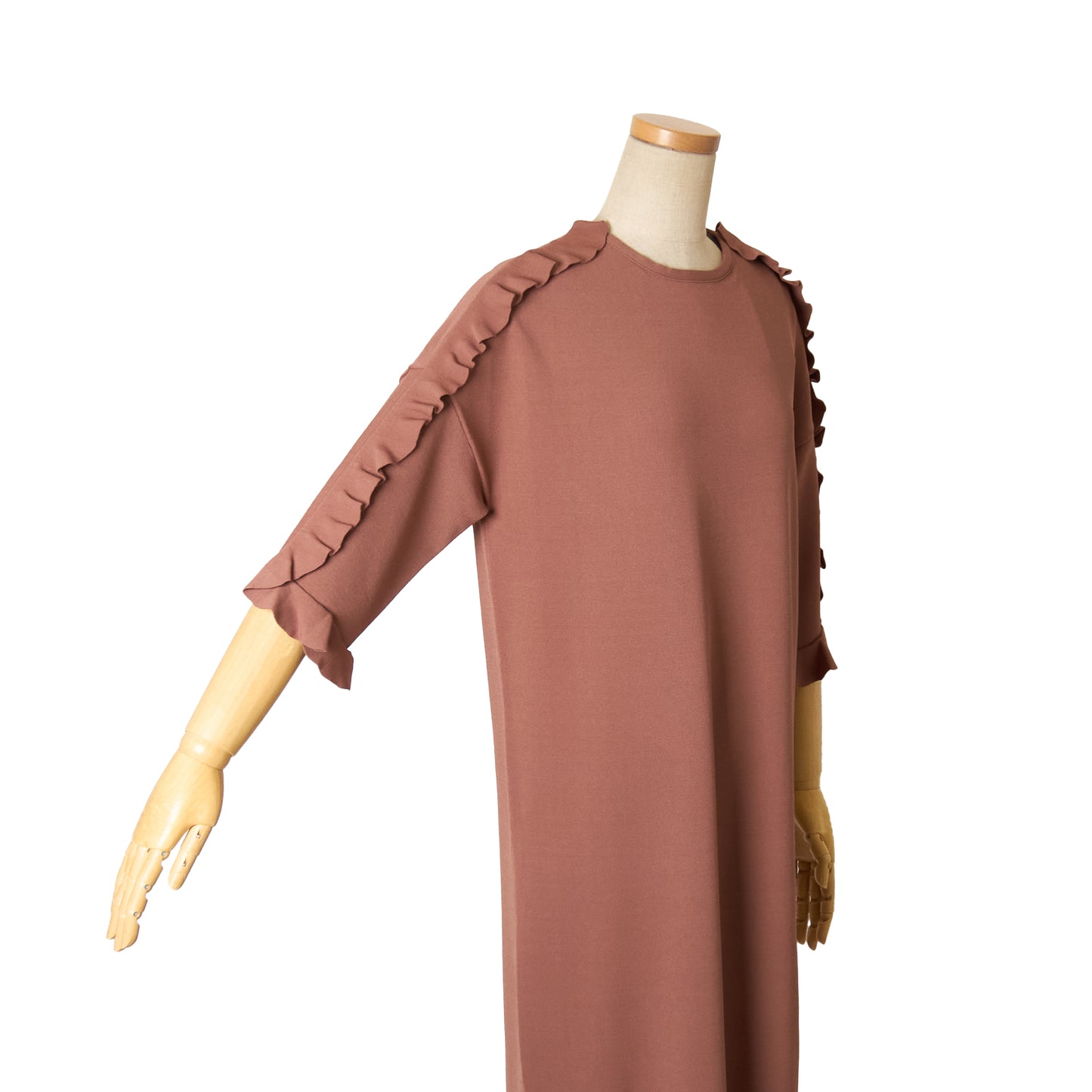 VIS SHOULDER FRILL H/S DRESS