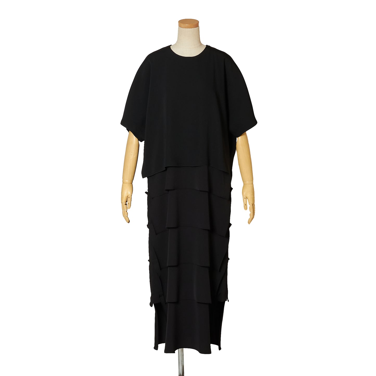 MAT SATIN COMBINATION TIERED DRESS