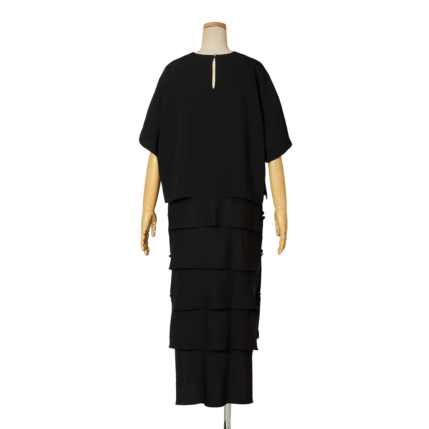 MAT SATIN COMBINATION TIERED DRESS