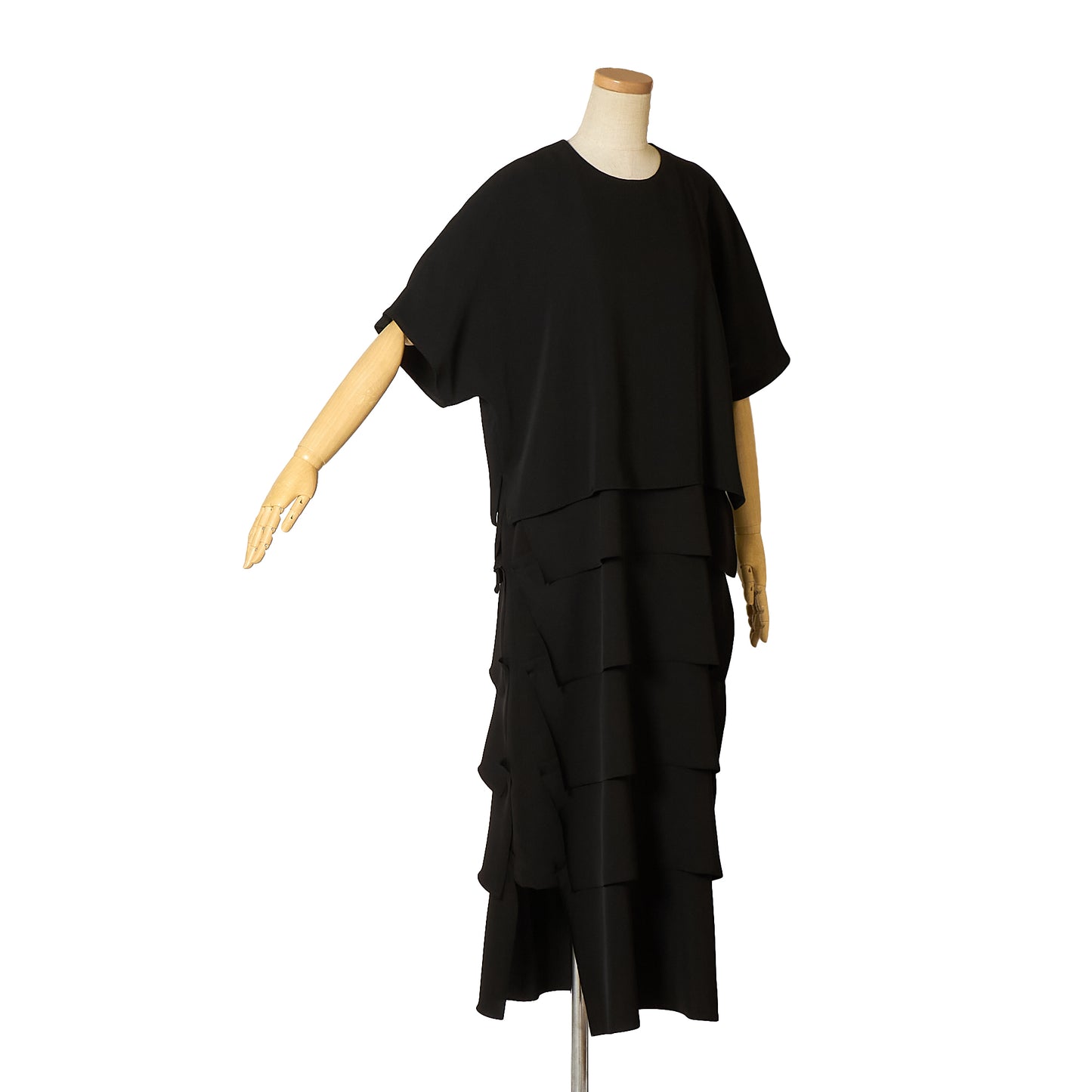 MAT SATIN COMBINATION TIERED DRESS