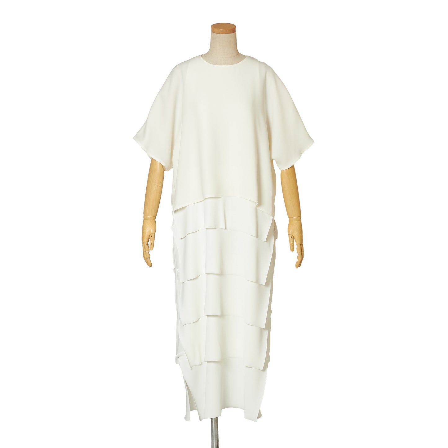 MAT SATIN COMBINATION TIERED DRESS