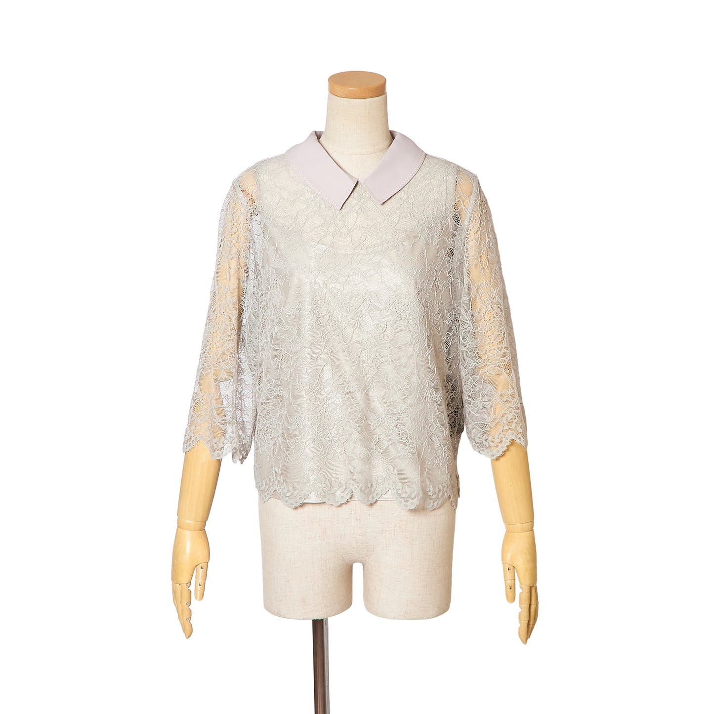 Russell Lace/Woven Collar Top