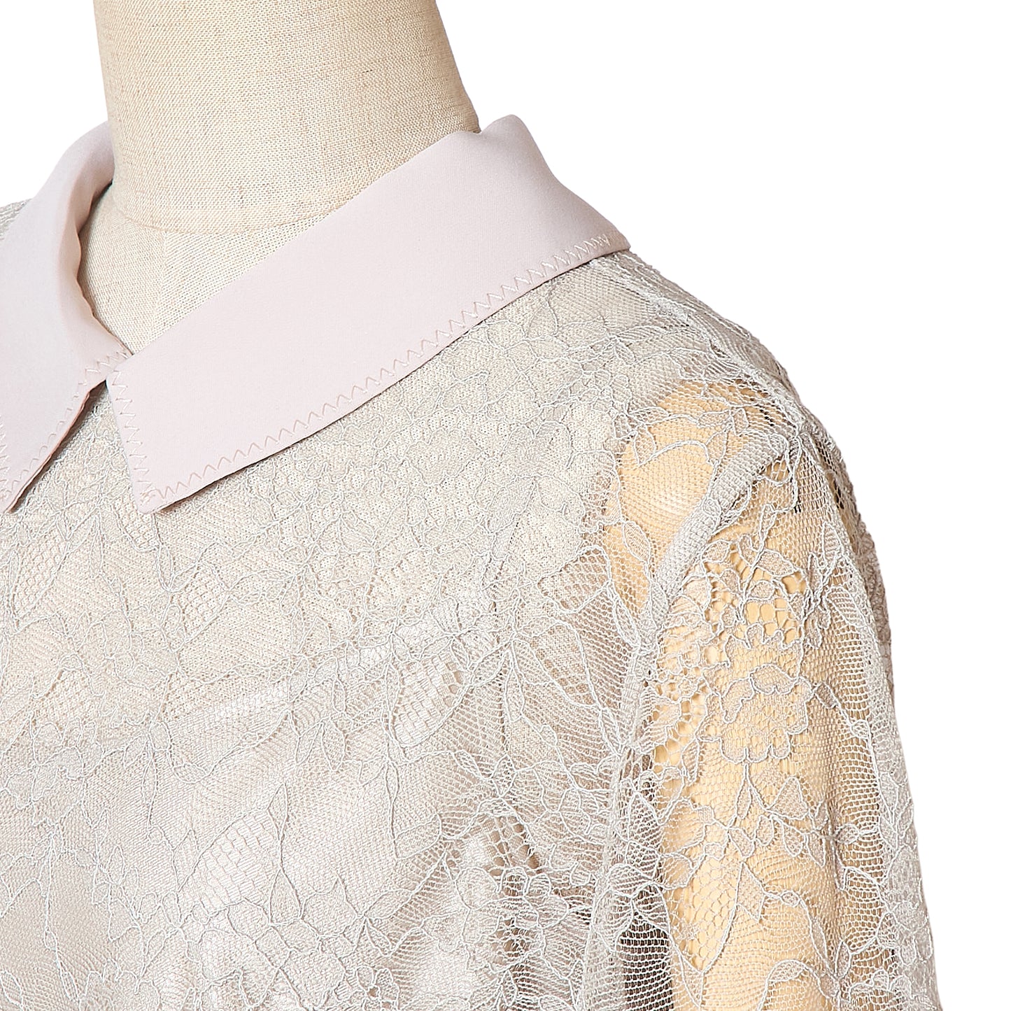 Russell Lace/Woven Collar Top