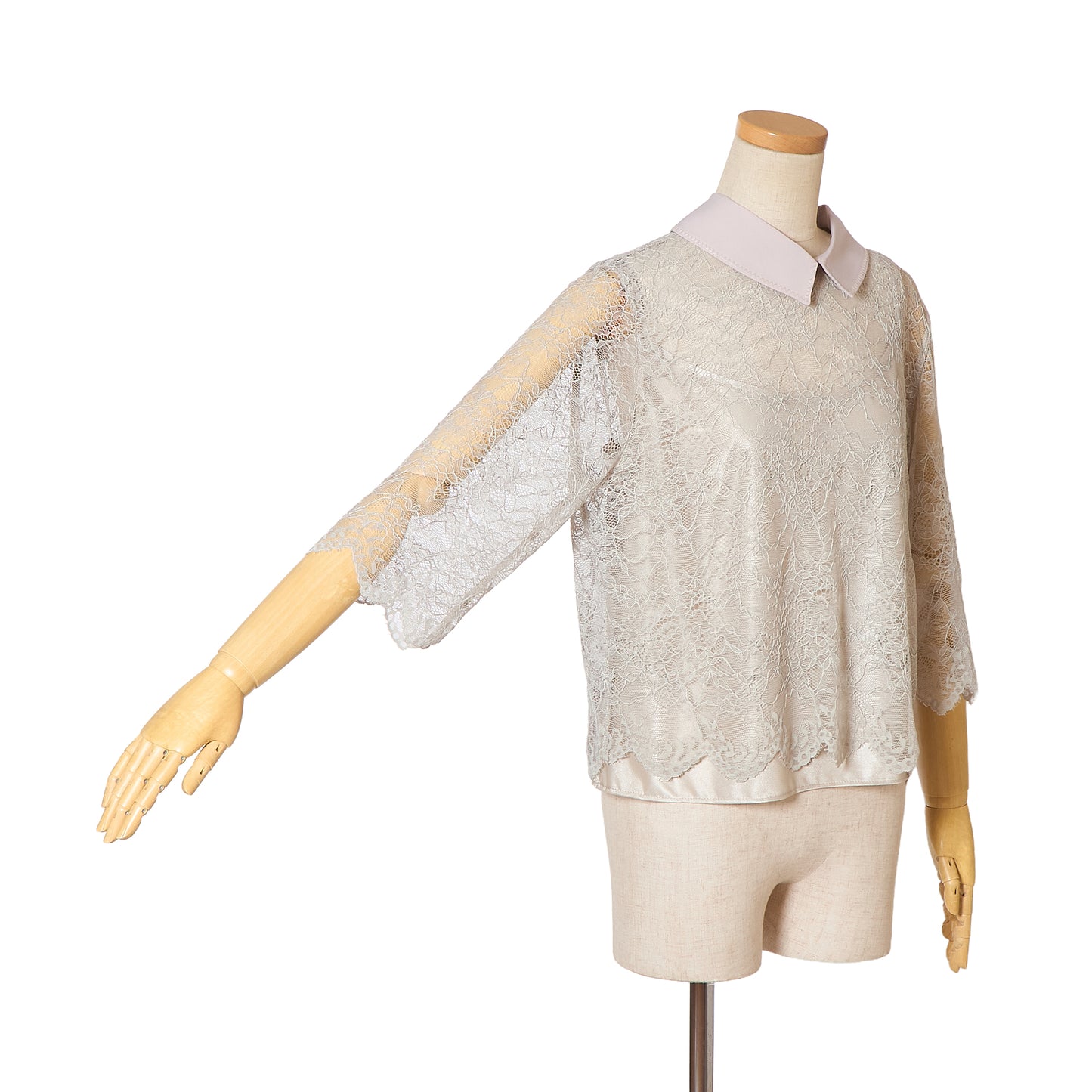 Russell Lace/Woven Collar Top