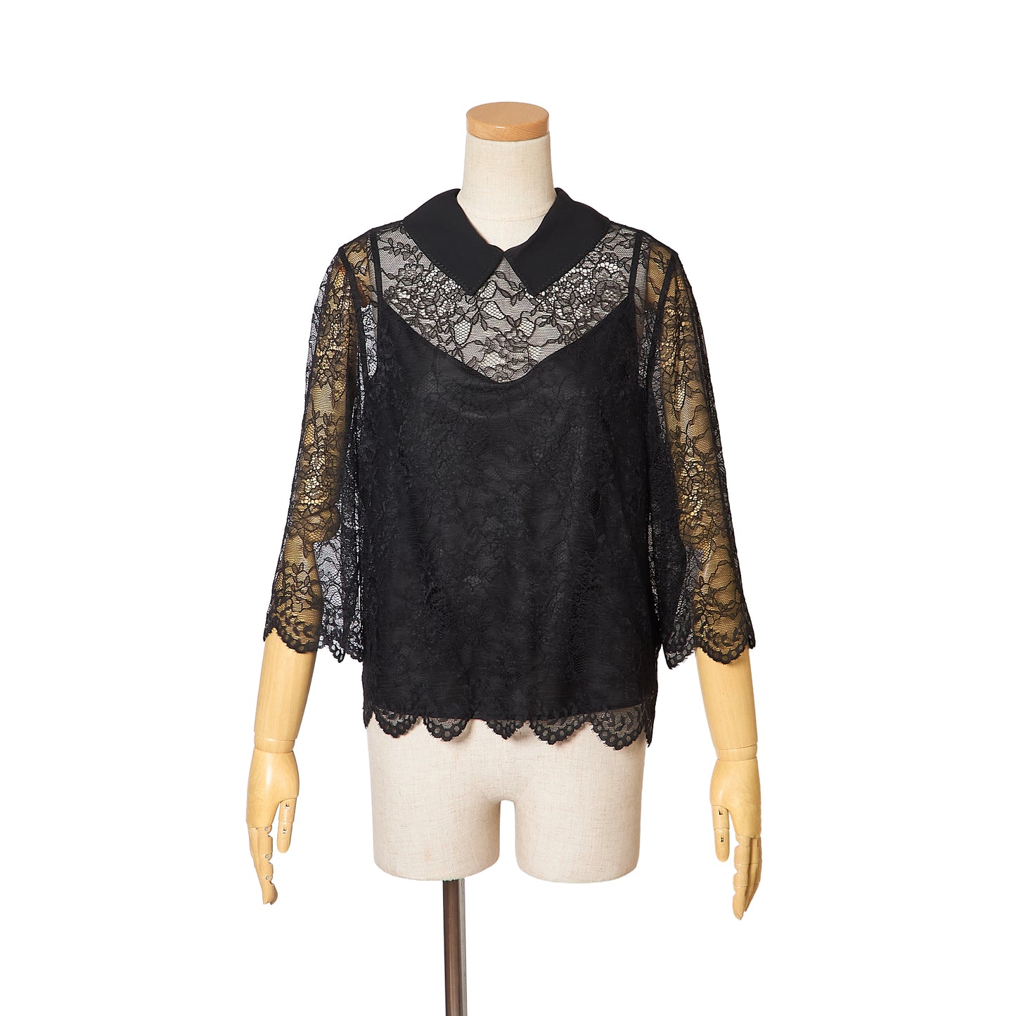 Russell Lace/Woven Collar Top