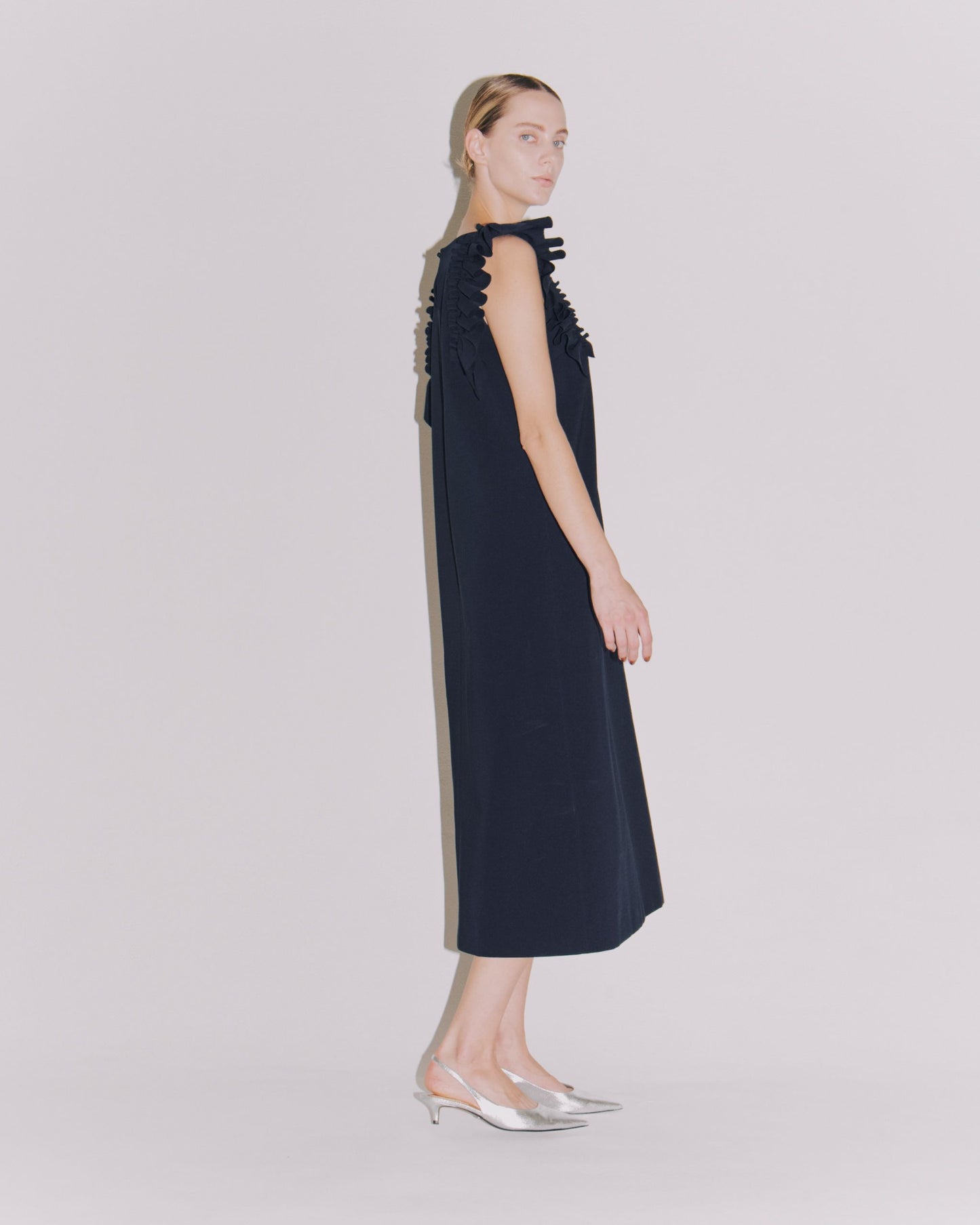 CAMELLIA JRSY FRILL/S DRESS