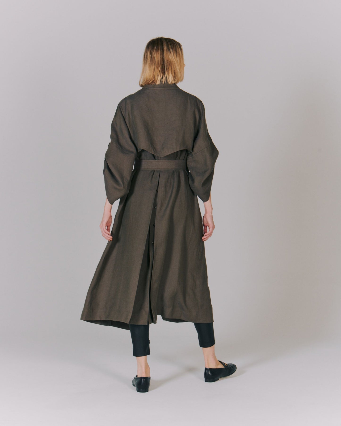 LINEN BIG/SLEEVE TRENCH COAT