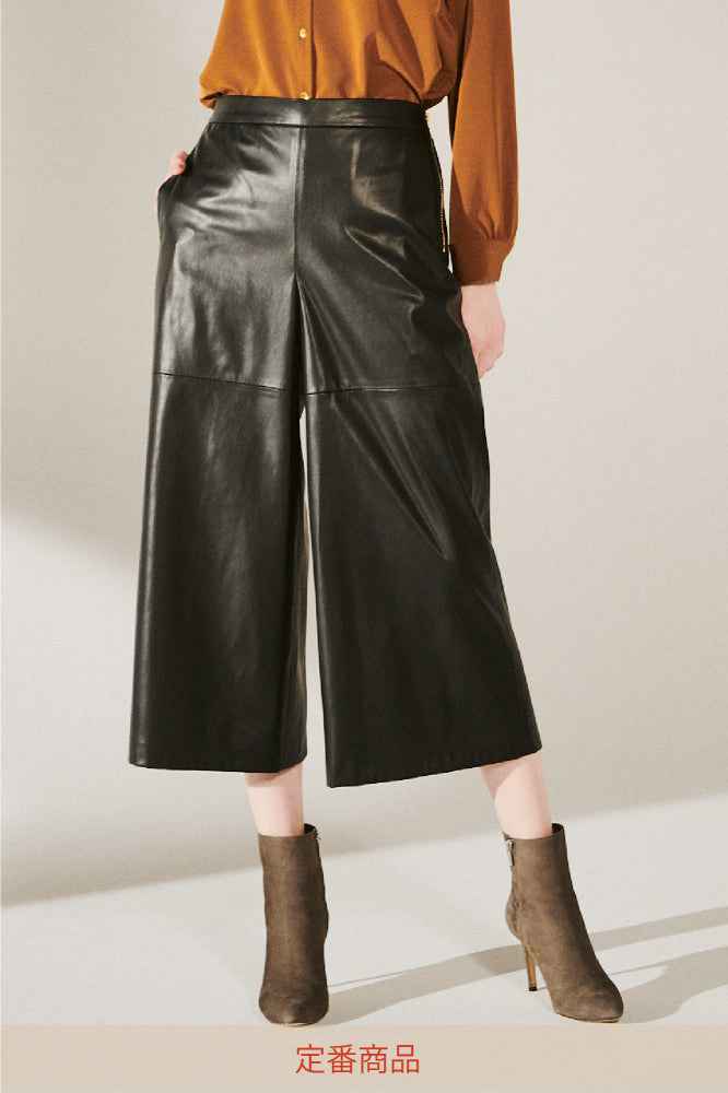 F/LEATHER CULOTTES PANTS