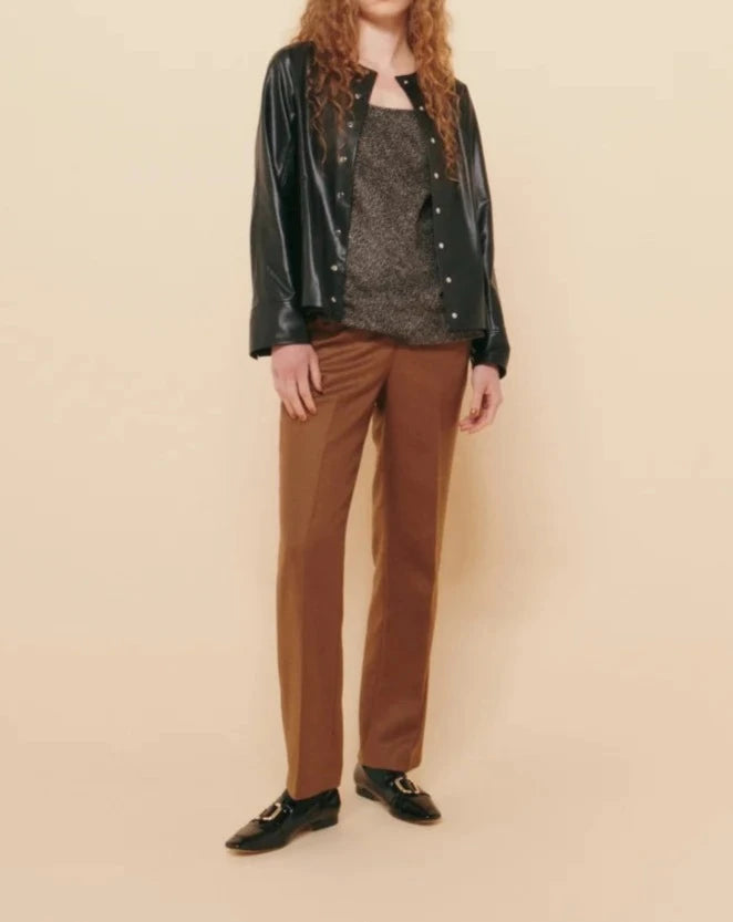 【LAST ONE】F/LEATHER SNAP-DOT CREW JACKET