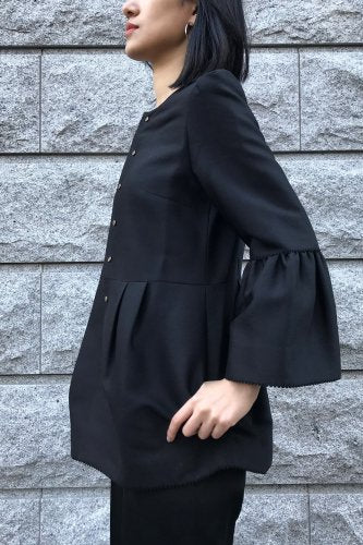 Wool/Silk Gather Sleeve Jacket