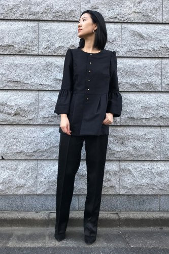 Wool/Silk Gather Sleeve Jacket