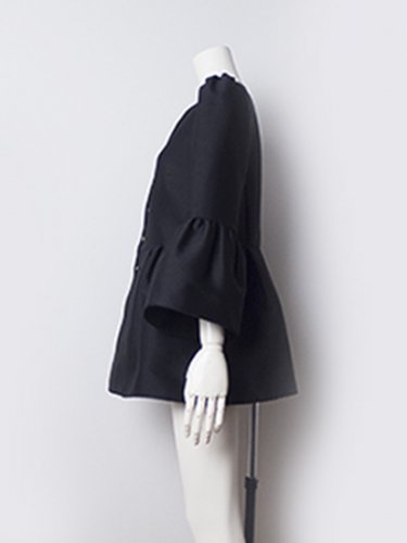 Wool/Silk Gather Sleeve Jacket