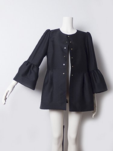 Wool/Silk Gather Sleeve Jacket