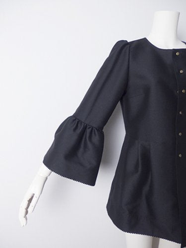 Wool/Silk Gather Sleeve Jacket