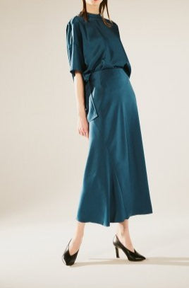 VINTAGE-SATIN DRAPE SKIRT