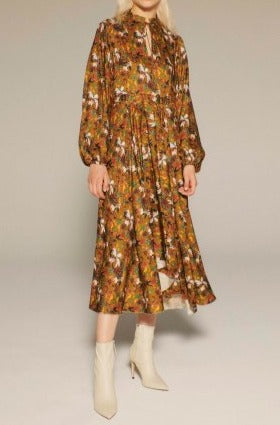 【LAST ONE】LEAF-PRINT STAND/C DRAPE DRESS