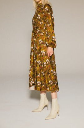 【LAST ONE】LEAF-PRINT STAND/C DRAPE DRESS