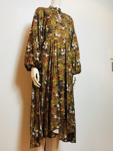 【LAST ONE】LEAF-PRINT STAND/C DRAPE DRESS