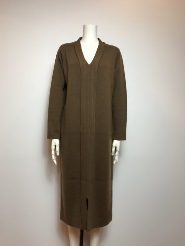 WOOL NEEDLE DEEP/V DRESS