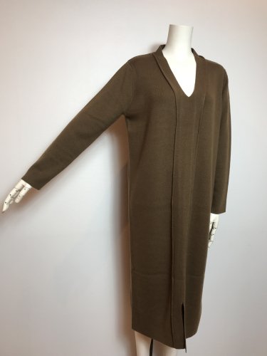 WOOL NEEDLE DEEP/V DRESS