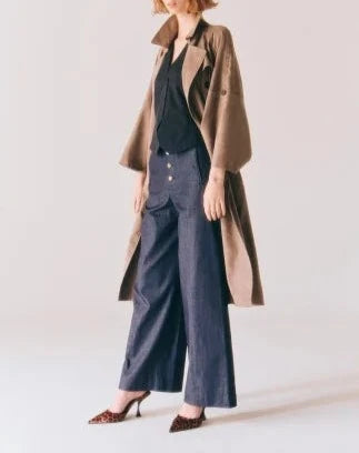 F/SUEDE BIG-SLEEVE TRENCH COAT