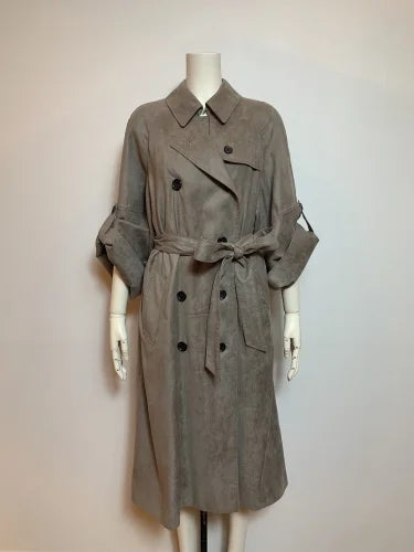 F/SUEDE BIG-SLEEVE TRENCH COAT