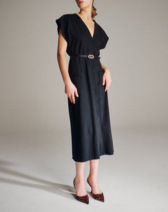 CHALK ST DEEP/V WRAP DRESS