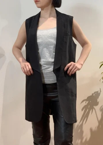 LINEN STRC SHAWL/C GILET