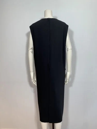 MAT SATIN DEEP/V TUXEDO DRESS