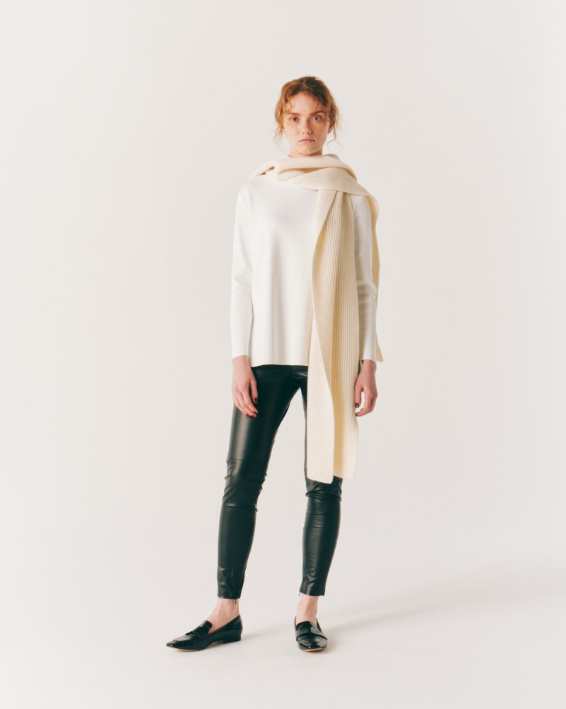 WOOL W RIB HOODED STOLE