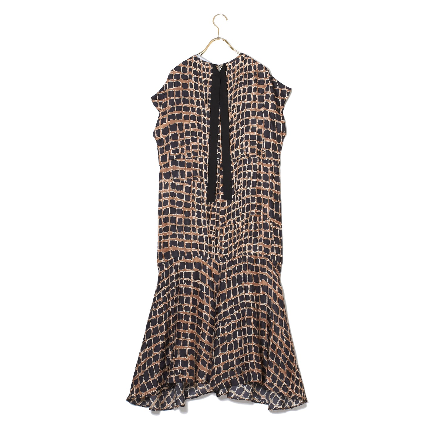 CROCO-PRT RIBBON DRAPE DRESS