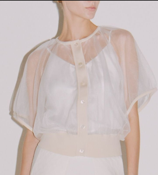 SEE-THROUGH DRAPE GATHER C/GN
