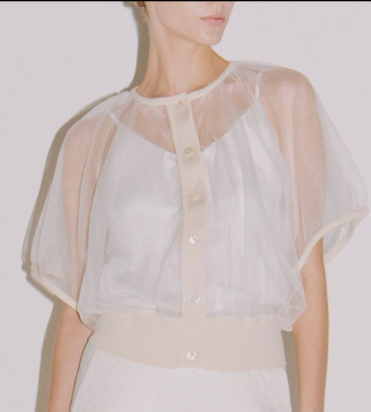 SEE-THROUGH DRAPE GATHER C/GN