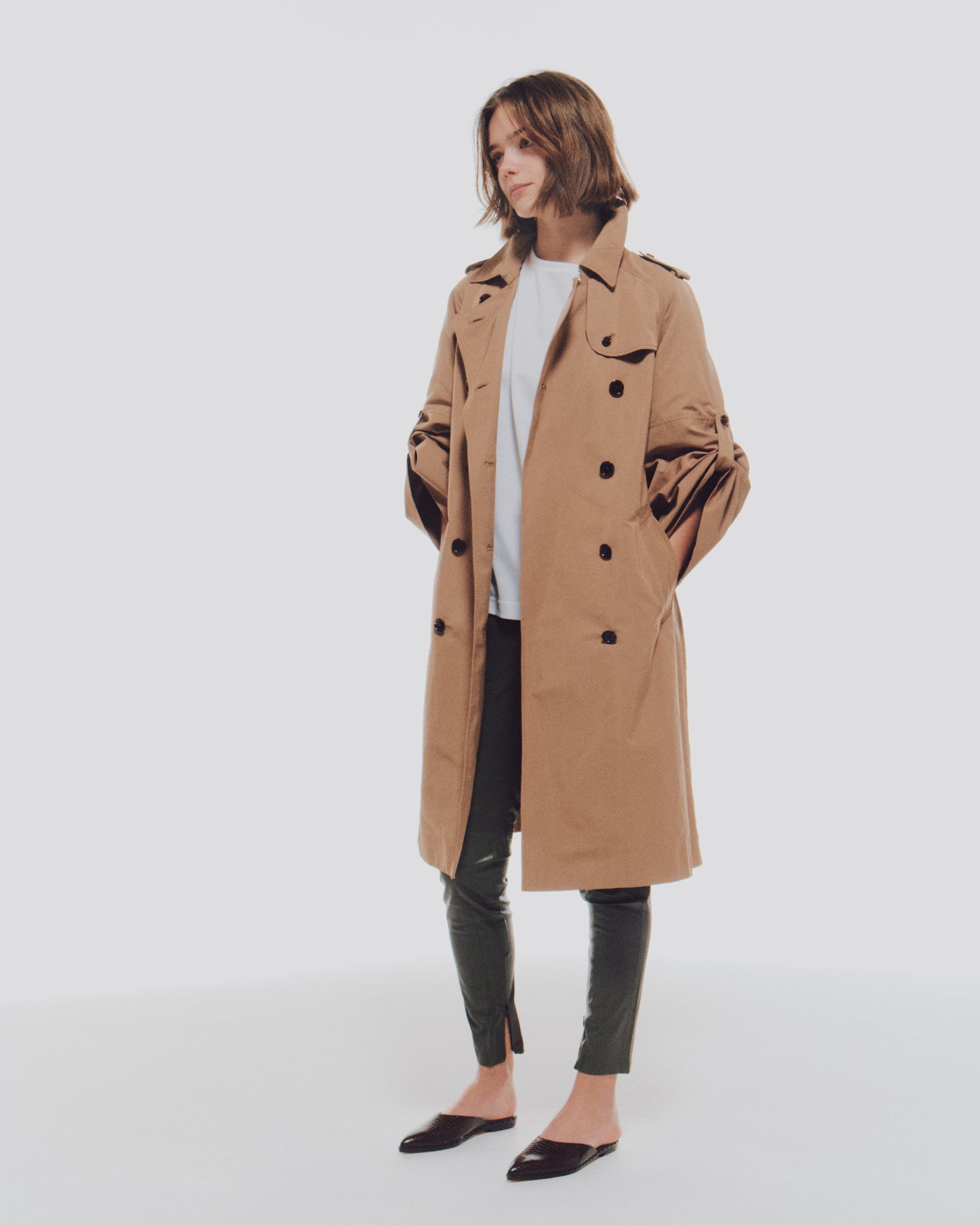 GROSGRAIN BIG-SLEEVE TRENCH COAT