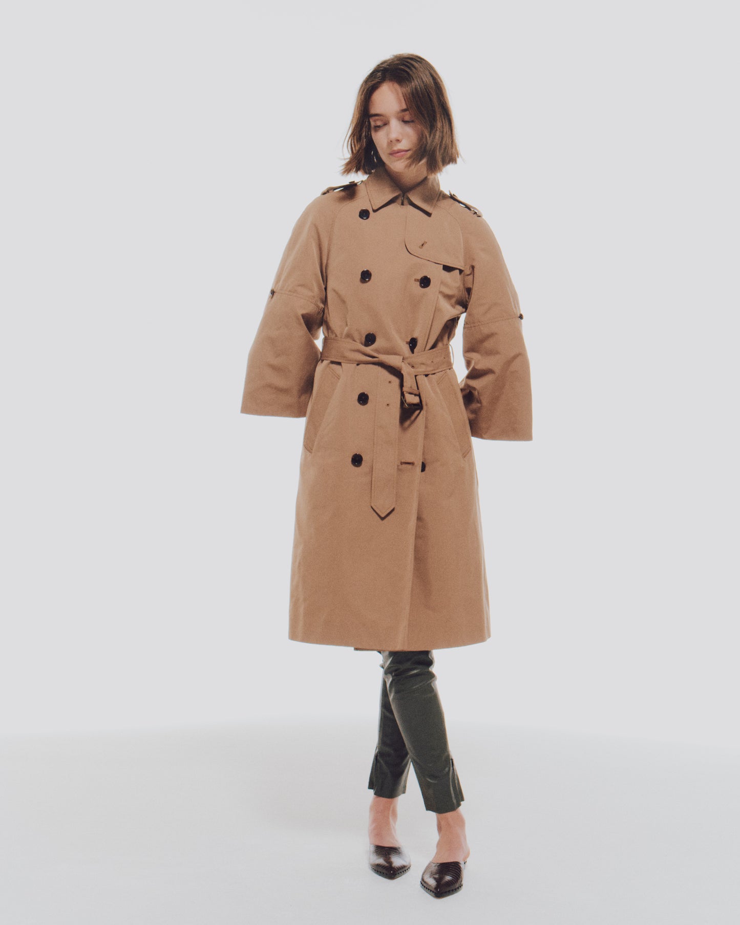 GROSGRAIN BIG-SLEEVE TRENCH COAT