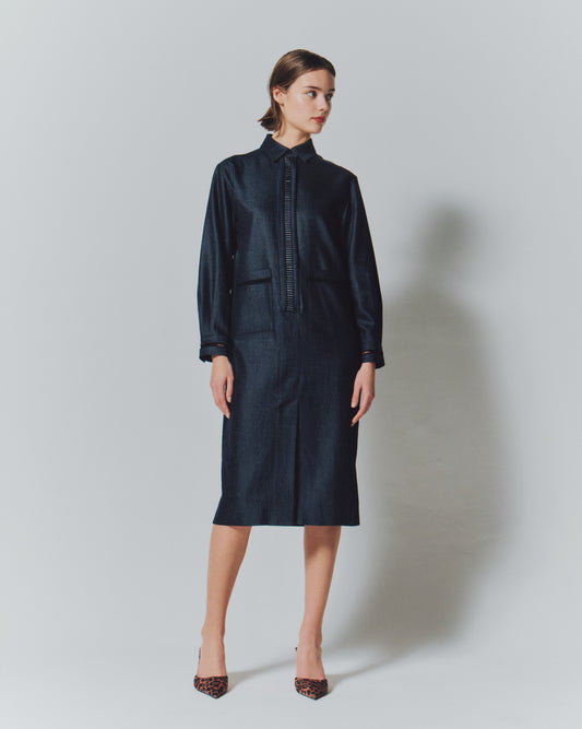 【予約商品】 TRI/TWILL COMBI LACE DRESS
