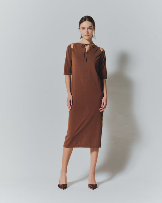 【予約商品】 COTTON SHEER SLIT RIBBON DRESS