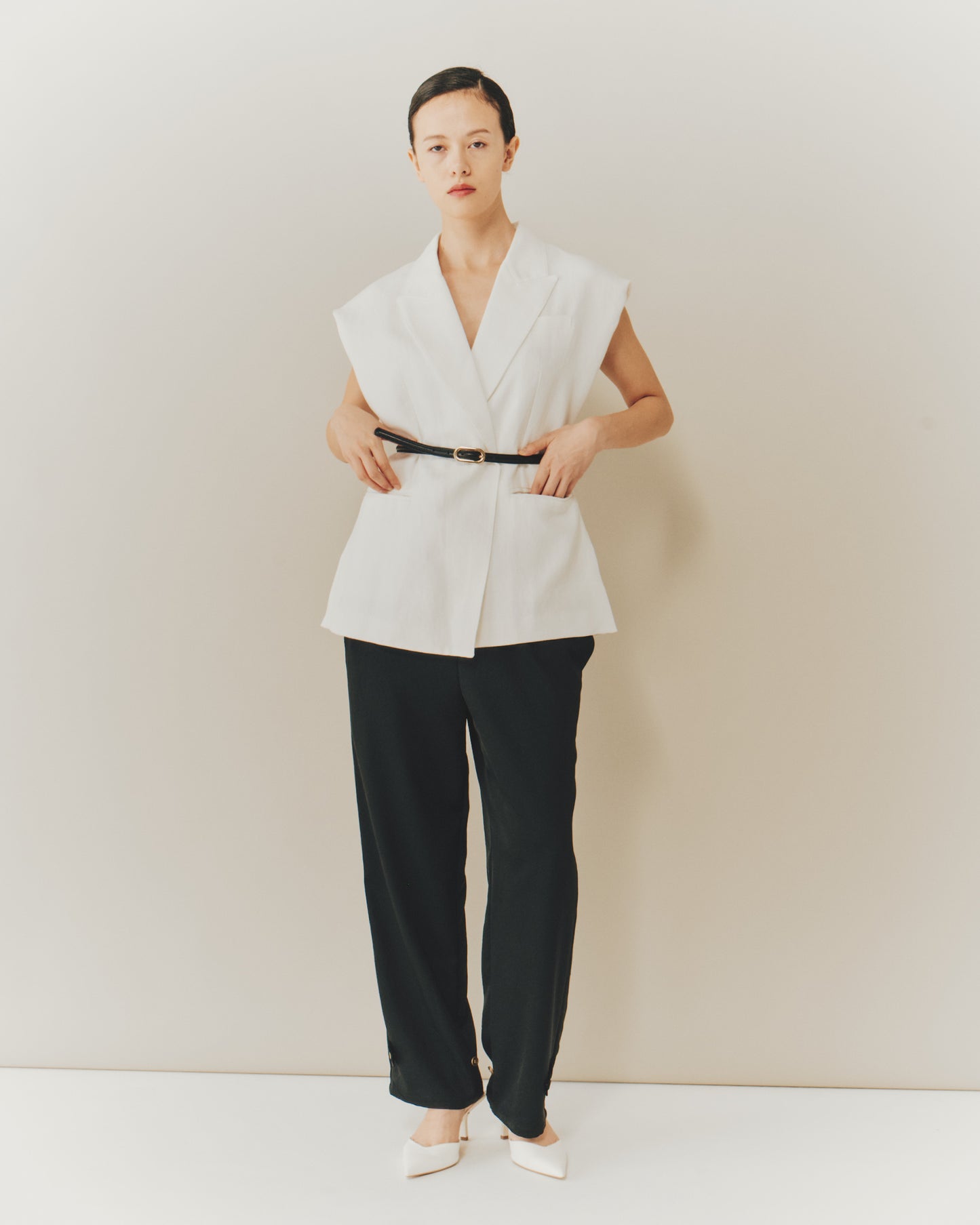 LINEN D/BRESTED VOLUME/S GILET