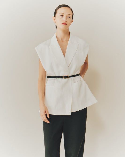 LINEN D/BRESTED VOLUME/S GILET