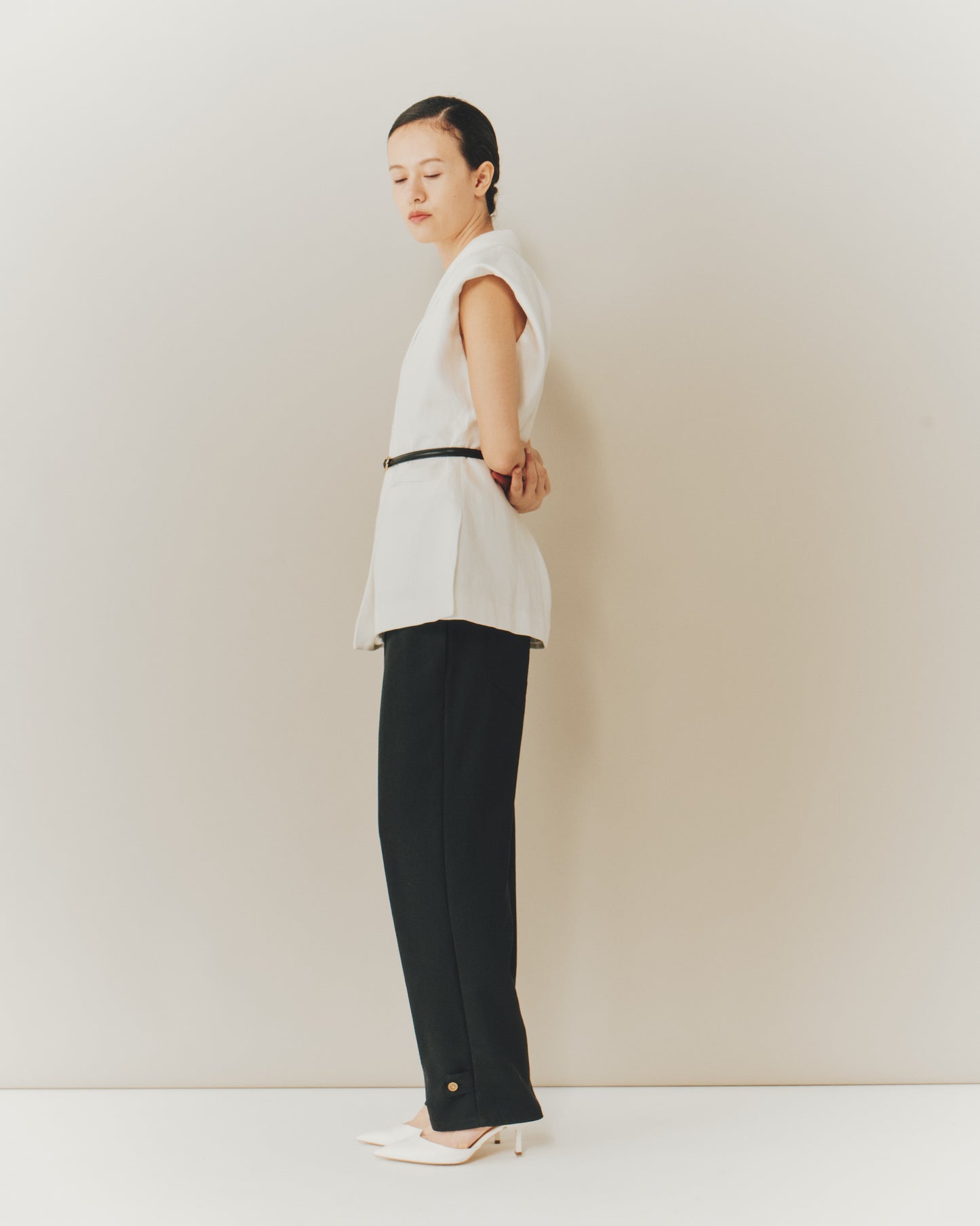 LINEN D/BRESTED VOLUME/S GILET