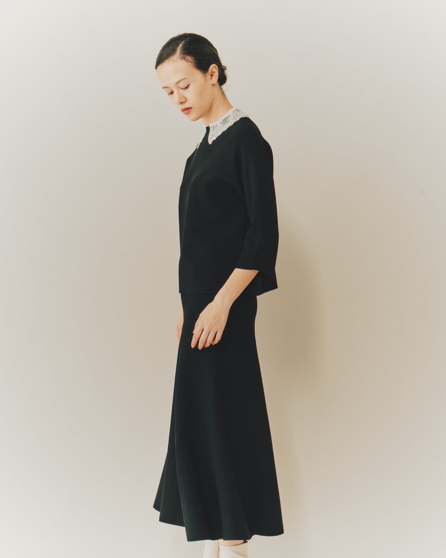 NEEDLE DOLMAN TOPS WITH LACE/C